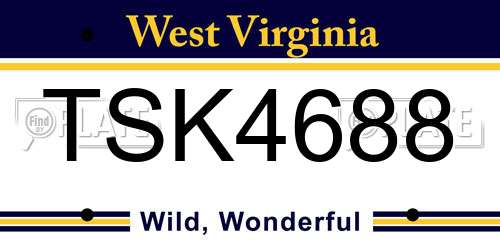 TSK4688 West Virginia License Plate