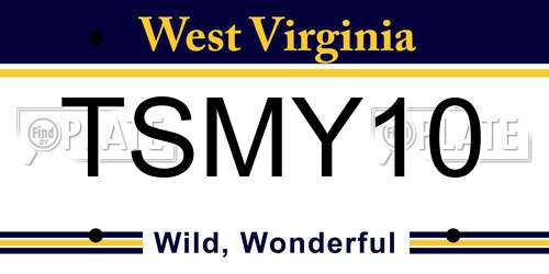 TSMY10 West Virginia License Plate