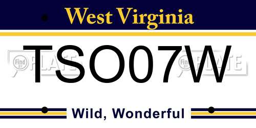 TSO07W West Virginia License Plate