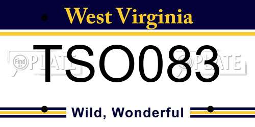TSO083 West Virginia License Plate