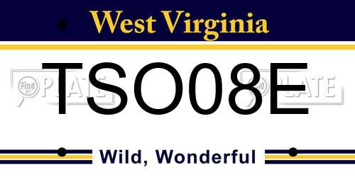 TSO08E West Virginia License Plate