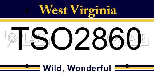 TSO2860 West Virginia License Plate