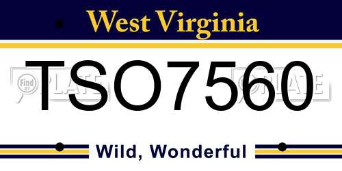 TSO7560 West Virginia License Plate