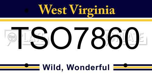 TSO7860 West Virginia License Plate