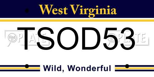 TSOD53 West Virginia License Plate