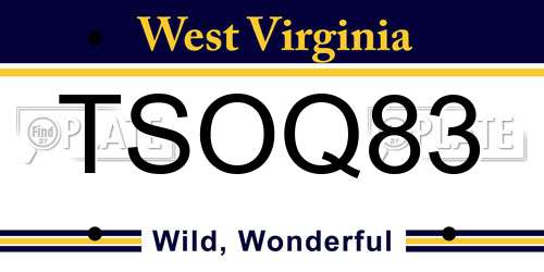 TSOQ83 West Virginia License Plate