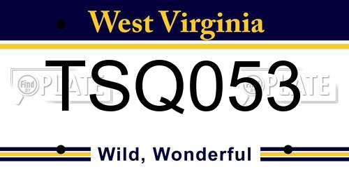 TSQ053 West Virginia License Plate