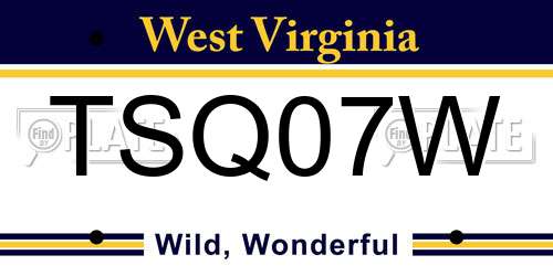 TSQ07W West Virginia License Plate