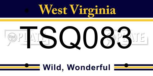 TSQ083 West Virginia License Plate