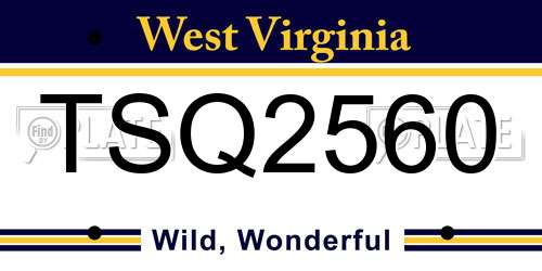 TSQ2560 West Virginia License Plate
