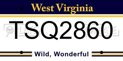 TSQ2860 West Virginia License Plate