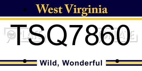 TSQ7860 West Virginia License Plate