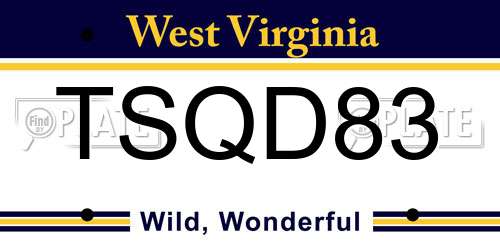 TSQD83 West Virginia License Plate