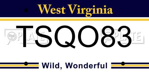 TSQO83 West Virginia License Plate