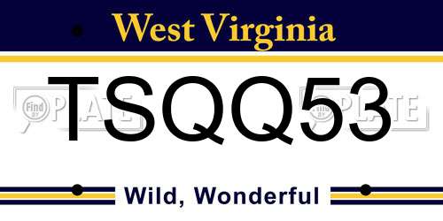 TSQQ53 West Virginia License Plate