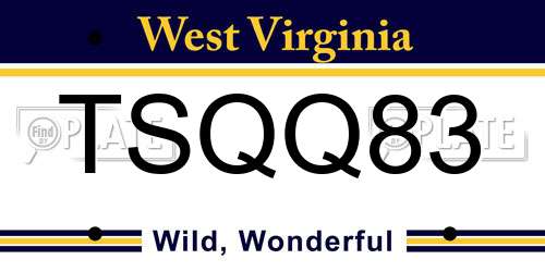 TSQQ83 West Virginia License Plate