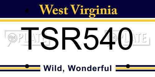 TSR540 West Virginia License Plate