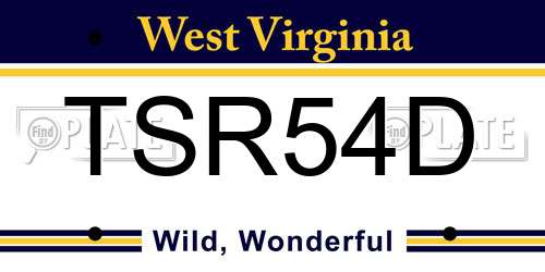 TSR54D West Virginia License Plate