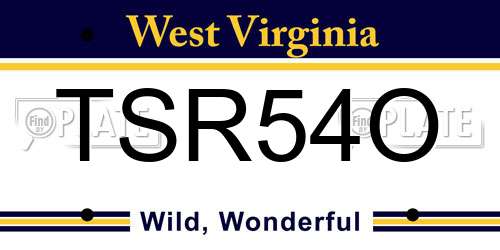 TSR54O West Virginia License Plate