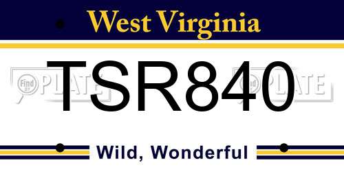 TSR840 West Virginia License Plate