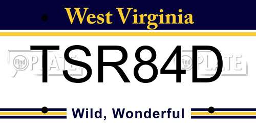 TSR84D West Virginia License Plate