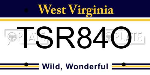 TSR84O West Virginia License Plate