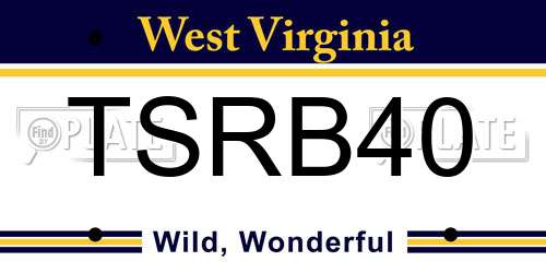 TSRB40 West Virginia License Plate