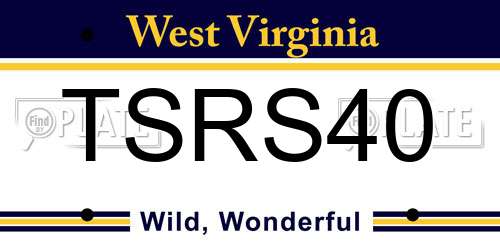 TSRS40 West Virginia License Plate
