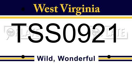 TSS0921 West Virginia License Plate