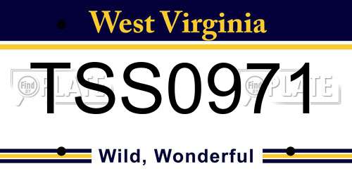 TSS0971 West Virginia License Plate