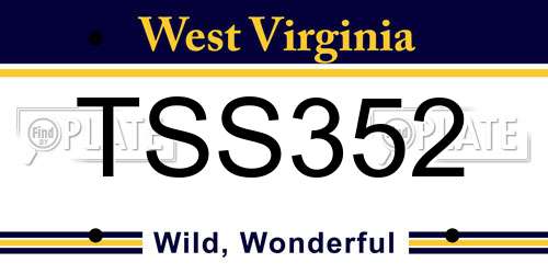 TSS352 West Virginia License Plate