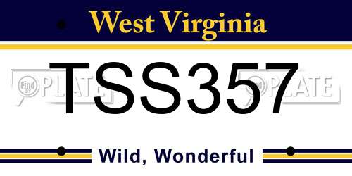 TSS357 West Virginia License Plate