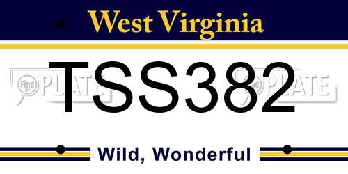 TSS382 West Virginia License Plate