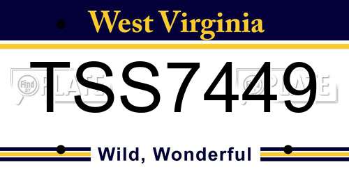 TSS7449 West Virginia License Plate
