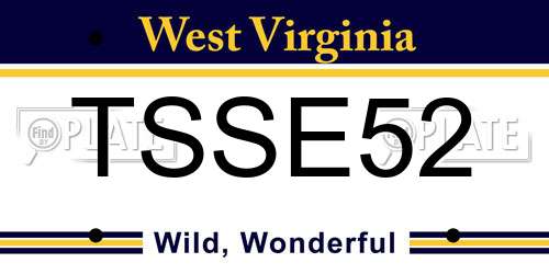 TSSE52 West Virginia License Plate