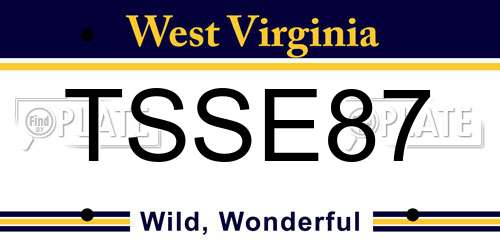 TSSE87 West Virginia License Plate