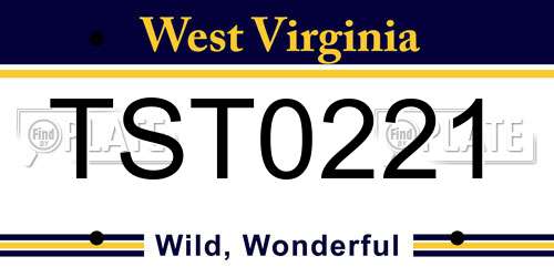 TST0221 West Virginia License Plate