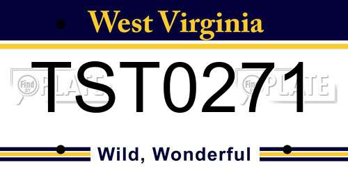 TST0271 West Virginia License Plate
