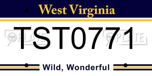 TST0771 West Virginia License Plate
