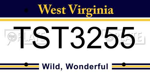 TST3255 West Virginia License Plate