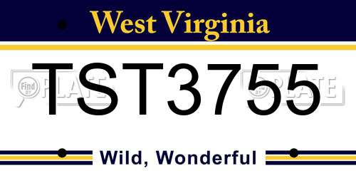 TST3755 West Virginia License Plate