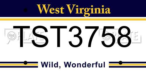 TST3758 West Virginia License Plate