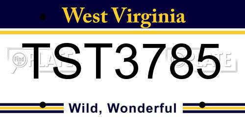 TST3785 West Virginia License Plate