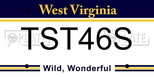 TST46S West Virginia License Plate