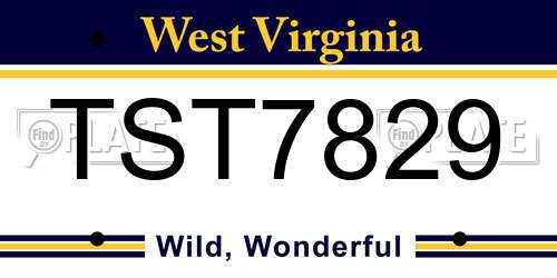 TST7829 West Virginia License Plate