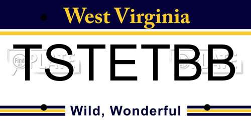 TSTETBB West Virginia License Plate