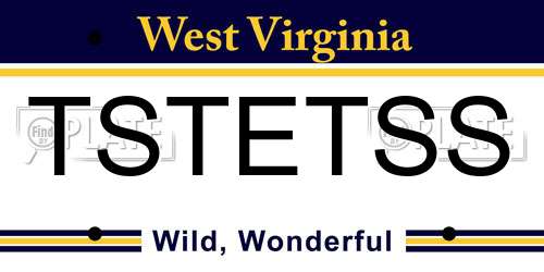 TSTETSS West Virginia License Plate