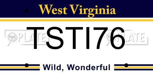 TSTI76 West Virginia License Plate