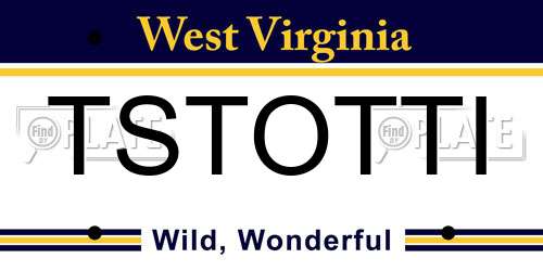 TSTOTTI West Virginia License Plate
