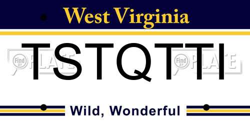 TSTQTTI West Virginia License Plate
